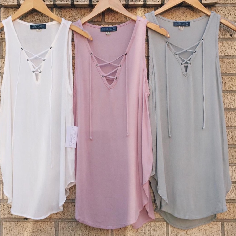 Lace Up Flowy Tank Top